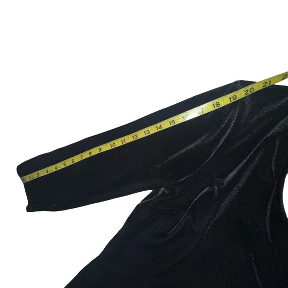 J.Jill Women's Black Velvet/Velour Faux Wrap A Line 3/4 Sleeve V-Neck Sz M Tall - Picture 10 of 13